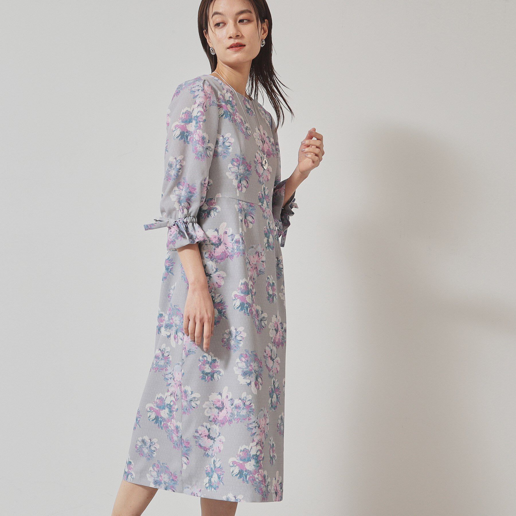 SunaUna「【＆yours project／袖リボン】フラワープリントワンピース」|ワンピース|