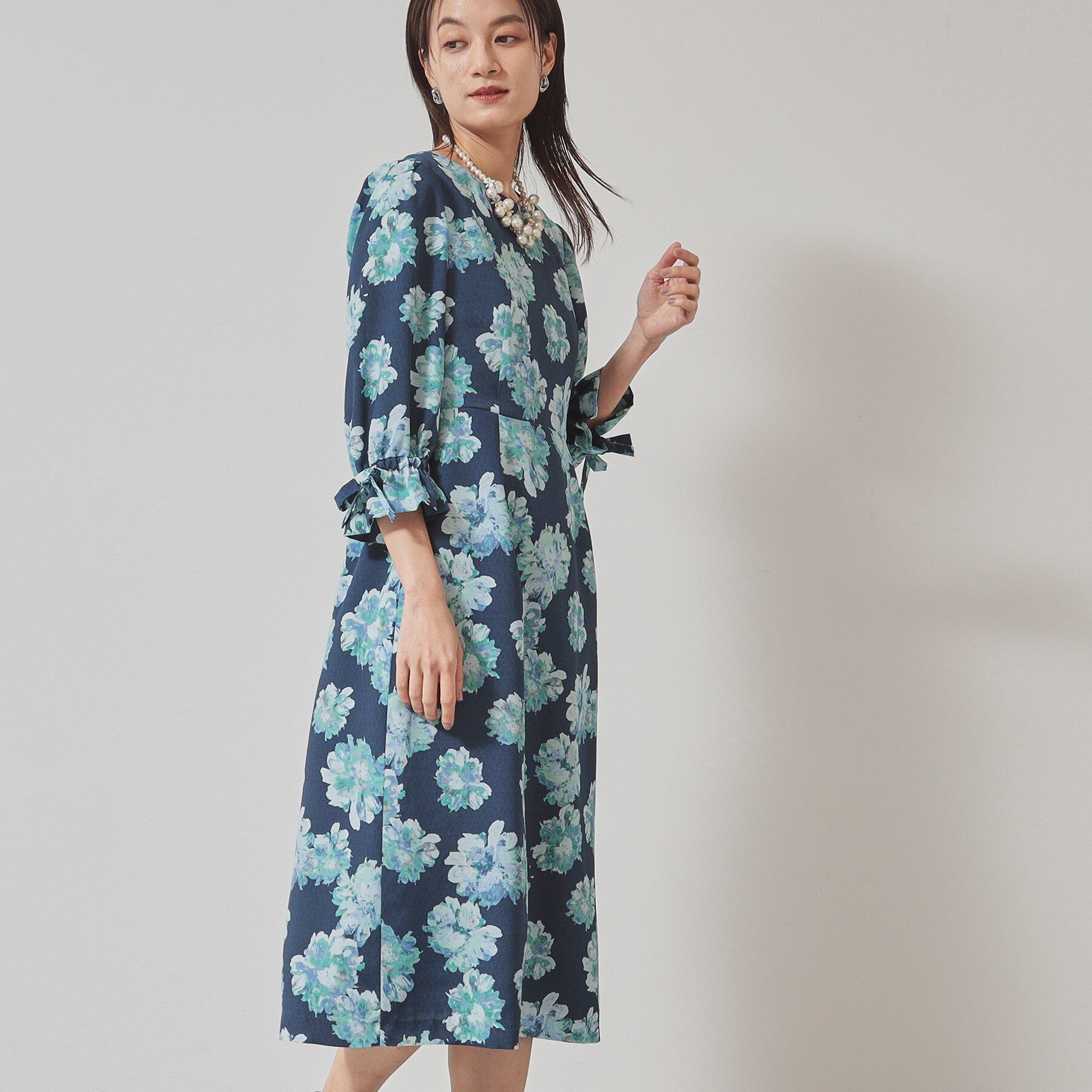 SunaUna「【＆yours project／袖リボン】フラワープリントワンピース」|ワンピース|