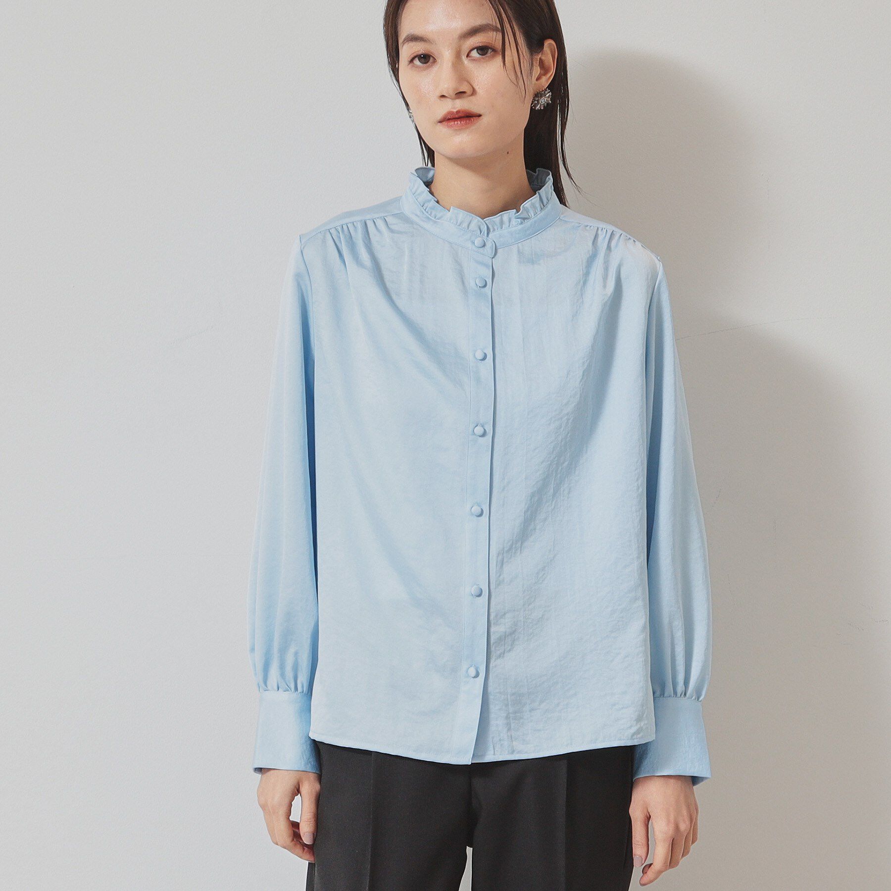 SunaUna「【衿フリル／パフスリーブ】ヴィンテージサテンブラウス」|シャツ・ブラウス|