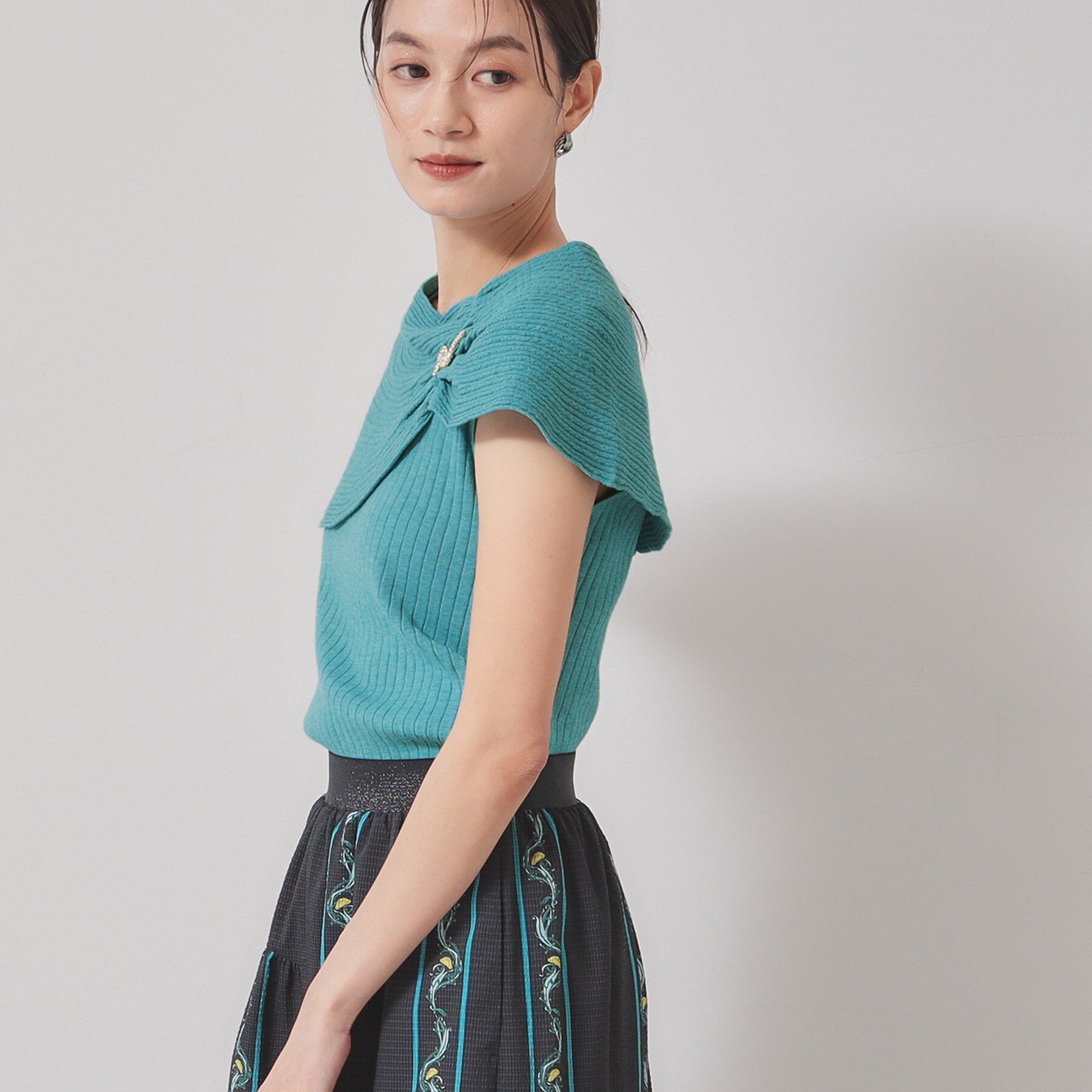 SunaUna「【2WAY／ケープ付き】フレンチスリーブニット」|ニット・セーター|