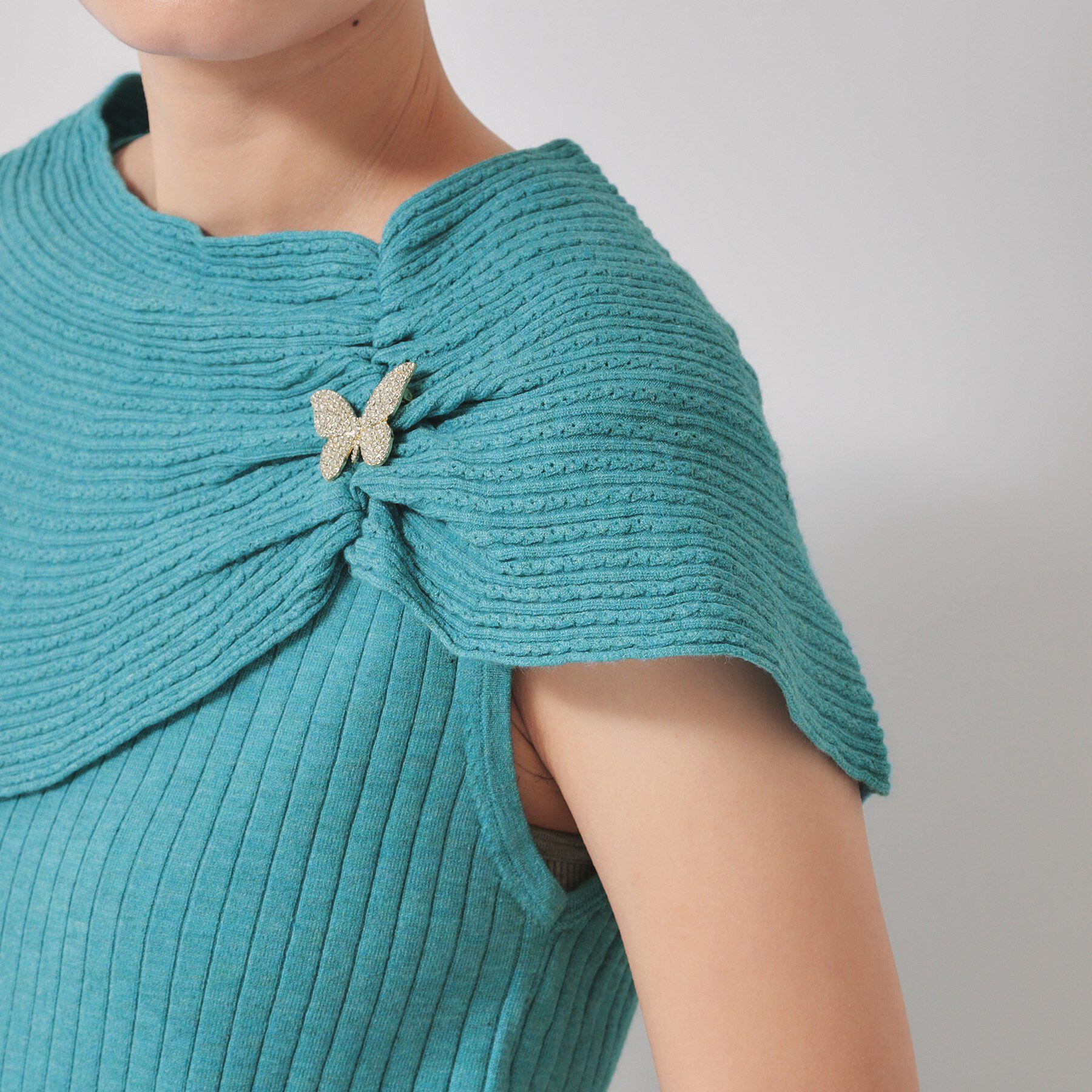 SunaUna「【2WAY／ケープ付き】フレンチスリーブニット」|ニット・セーター|