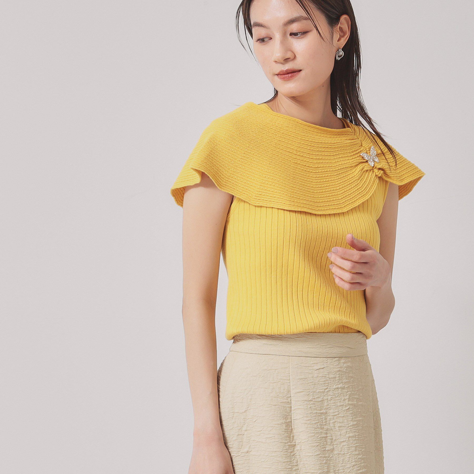 SunaUna「【2WAY／ケープ付き】フレンチスリーブニット」|ニット・セーター|