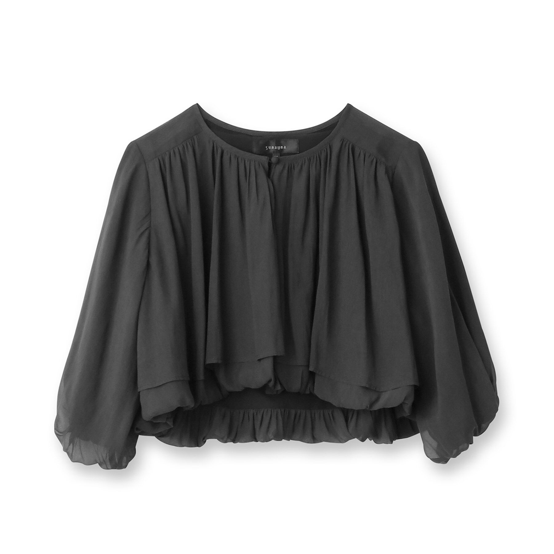 SunaUna「【パウダーシフォン／バルーンスリーブ】クロプトブルゾン」|ブルゾン・スタジャン|