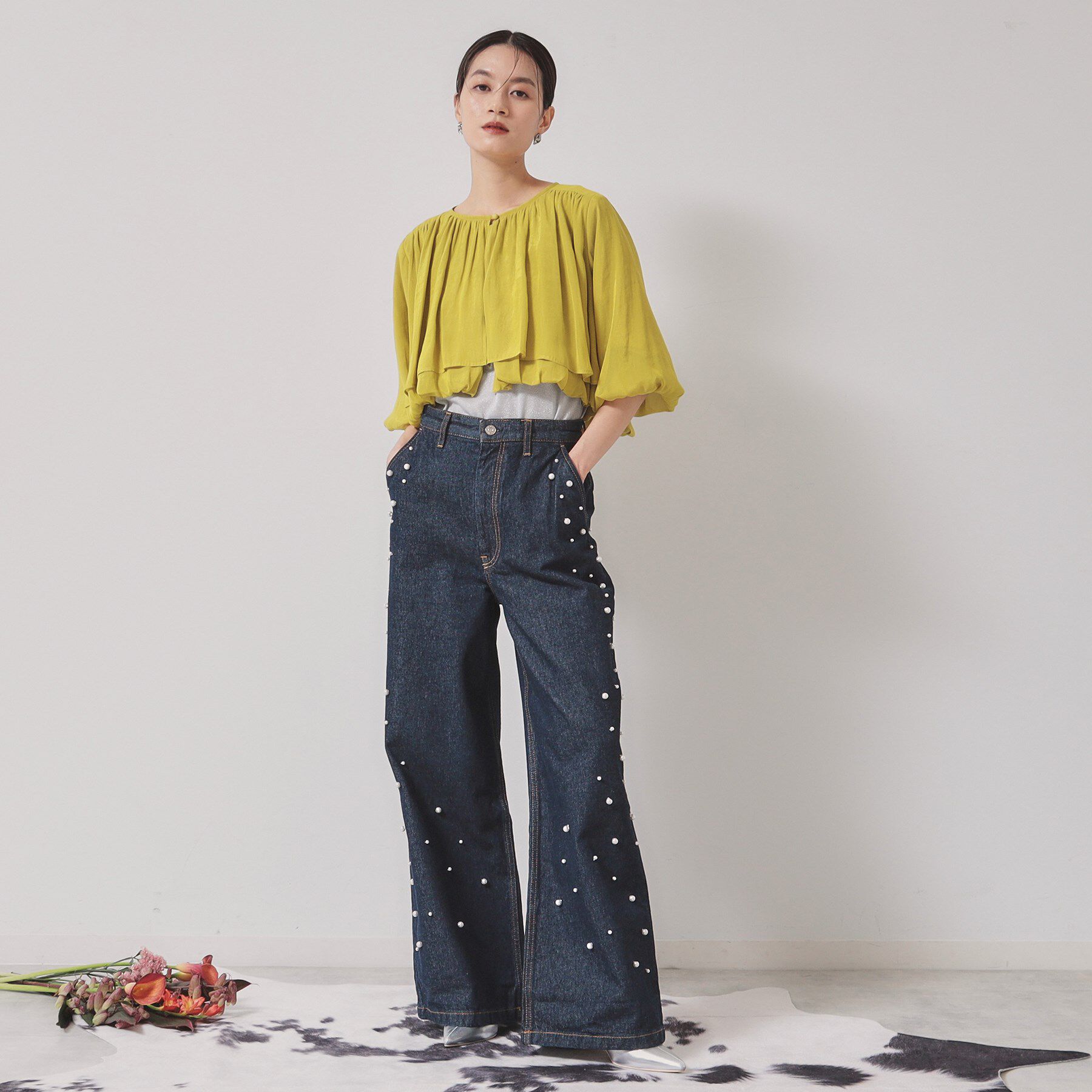 SunaUna「【パウダーシフォン／バルーンスリーブ】クロプトブルゾン」|ブルゾン・スタジャン|