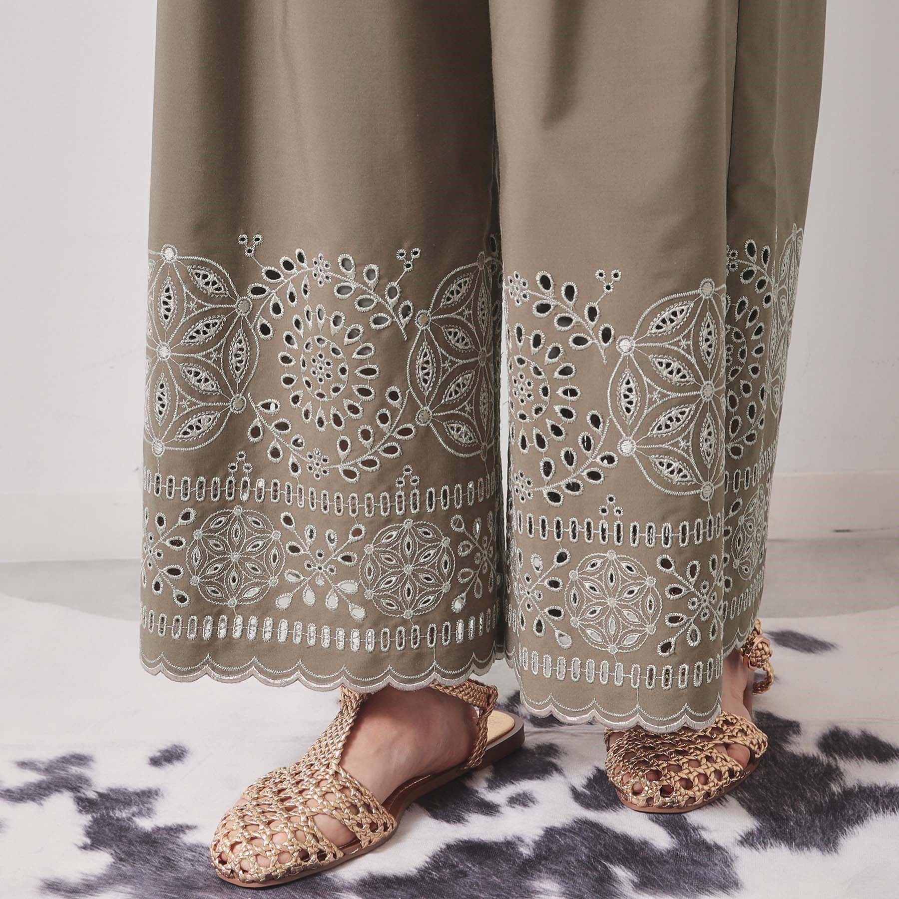 SunaUna「【幾何柄／エンブロイダリー】ウエストゴムガウチョパンツ」|その他|