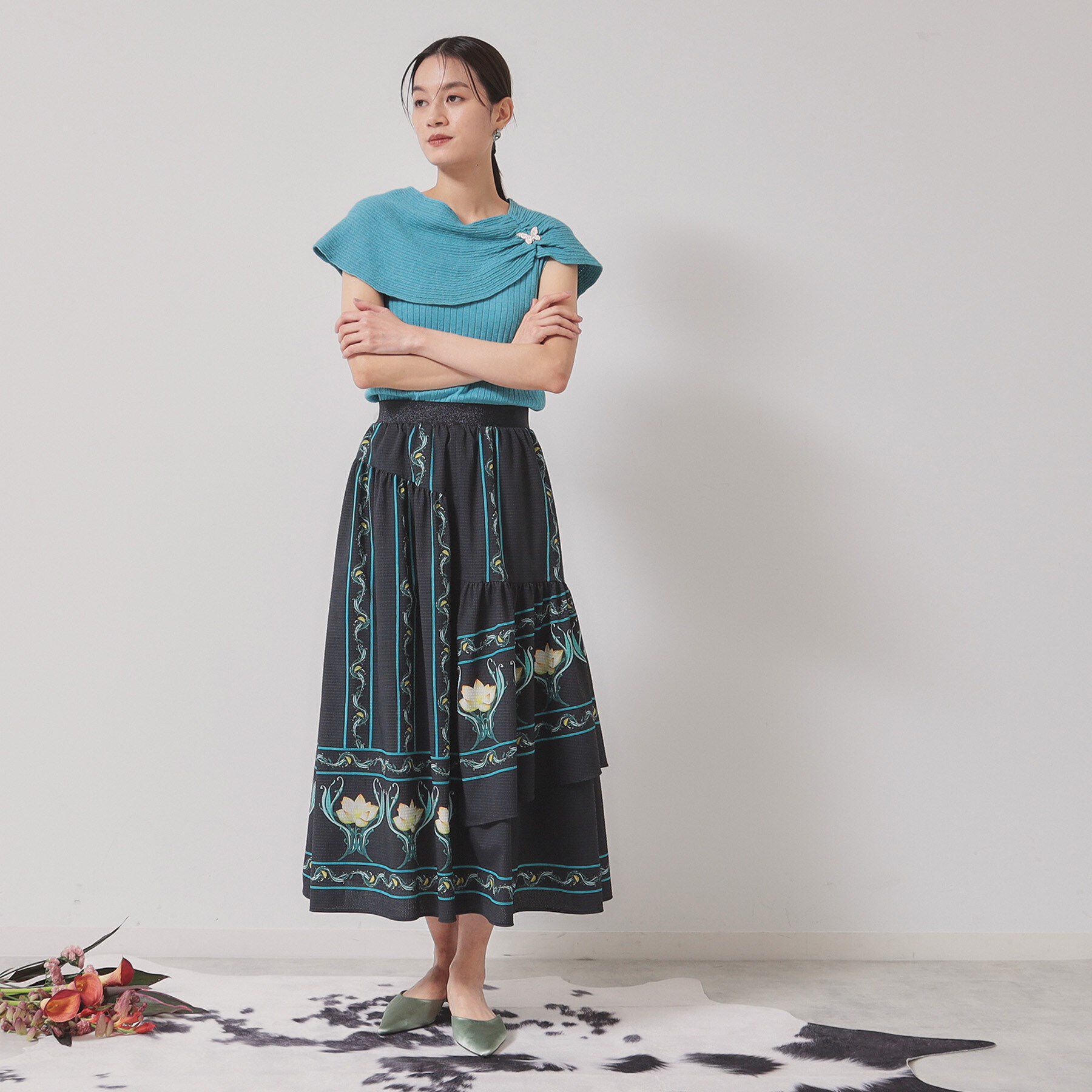 SunaUna「【ティアード／ウエストゴム】オリエンタルパネルスカート」|スカート|