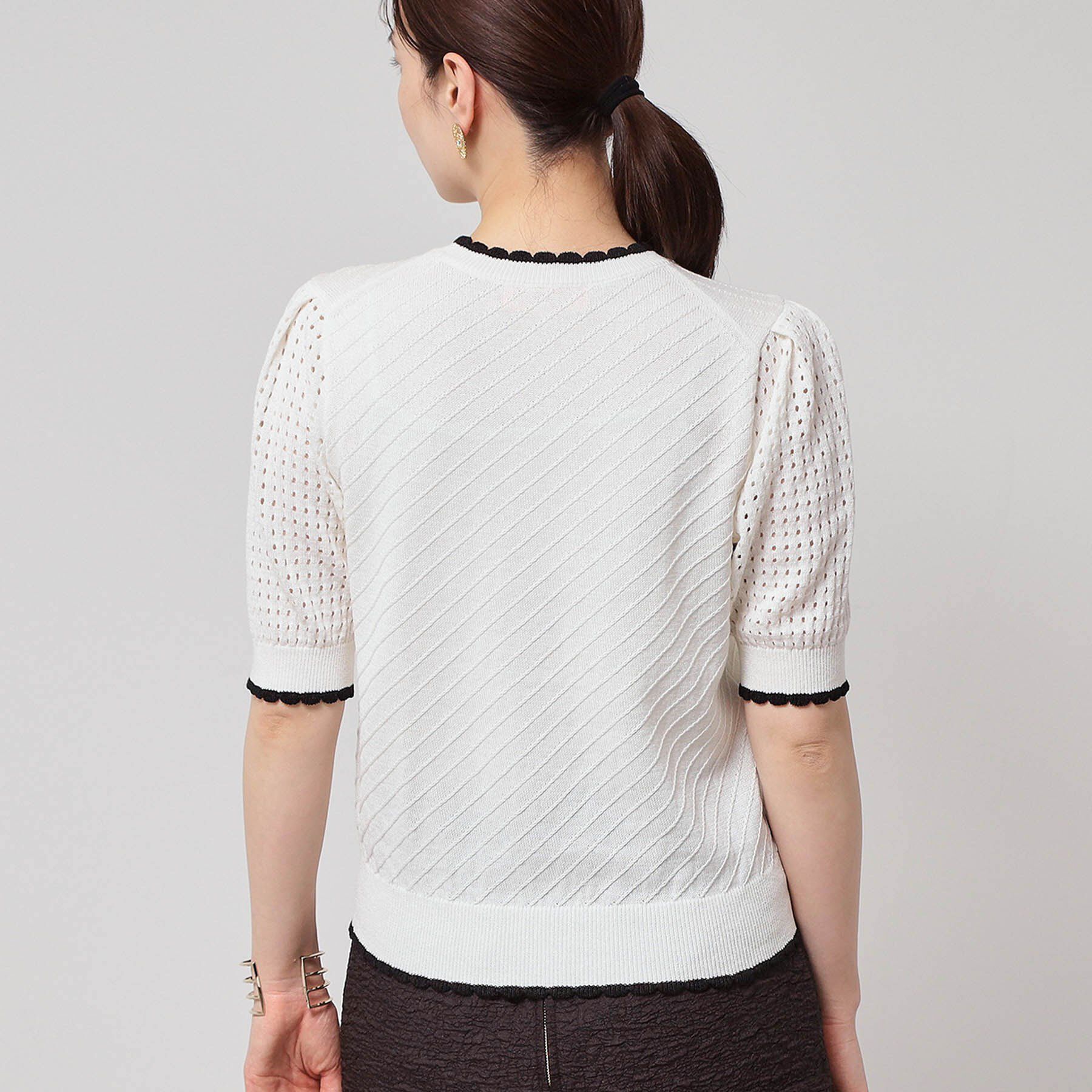 SunaUna「【SS～Lサイズ展開／5分袖】編地変化ニット」|ニット・セーター|