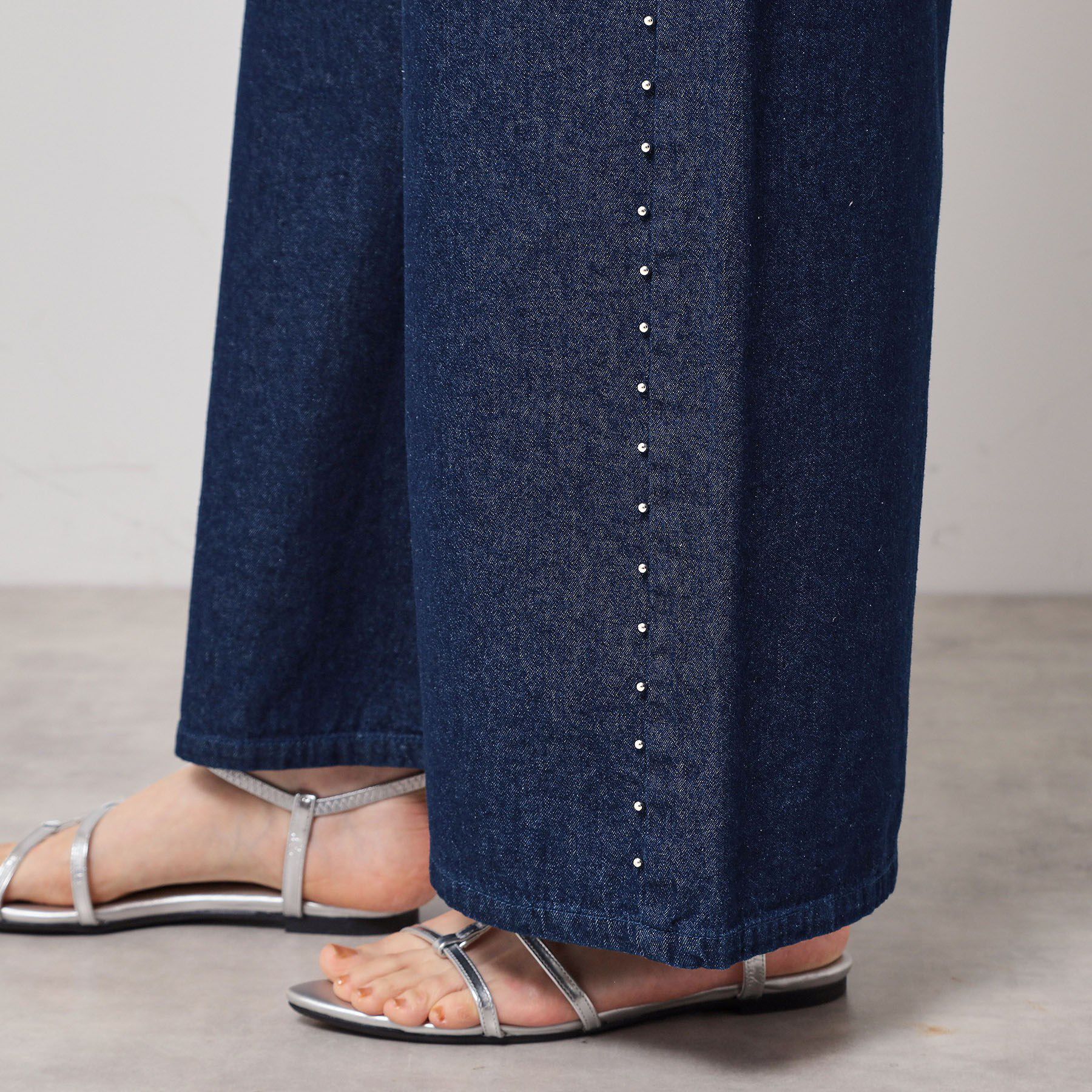 SunaUna「【脇ビジュー】ワイドデニム」|デニム|