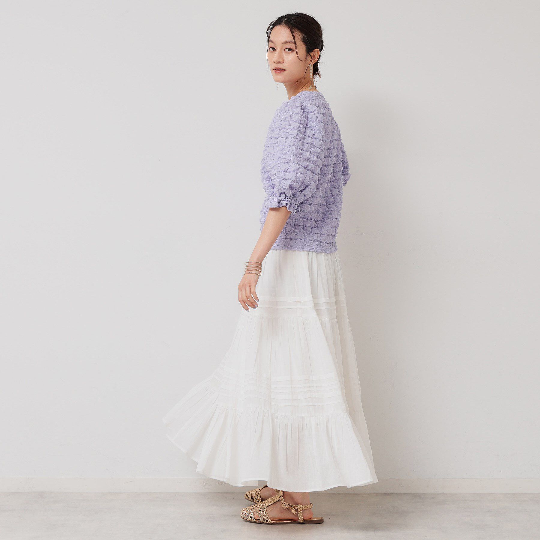 SunaUna「【軽い着心地／インド綿】ティアードロングスカート」|スカート|