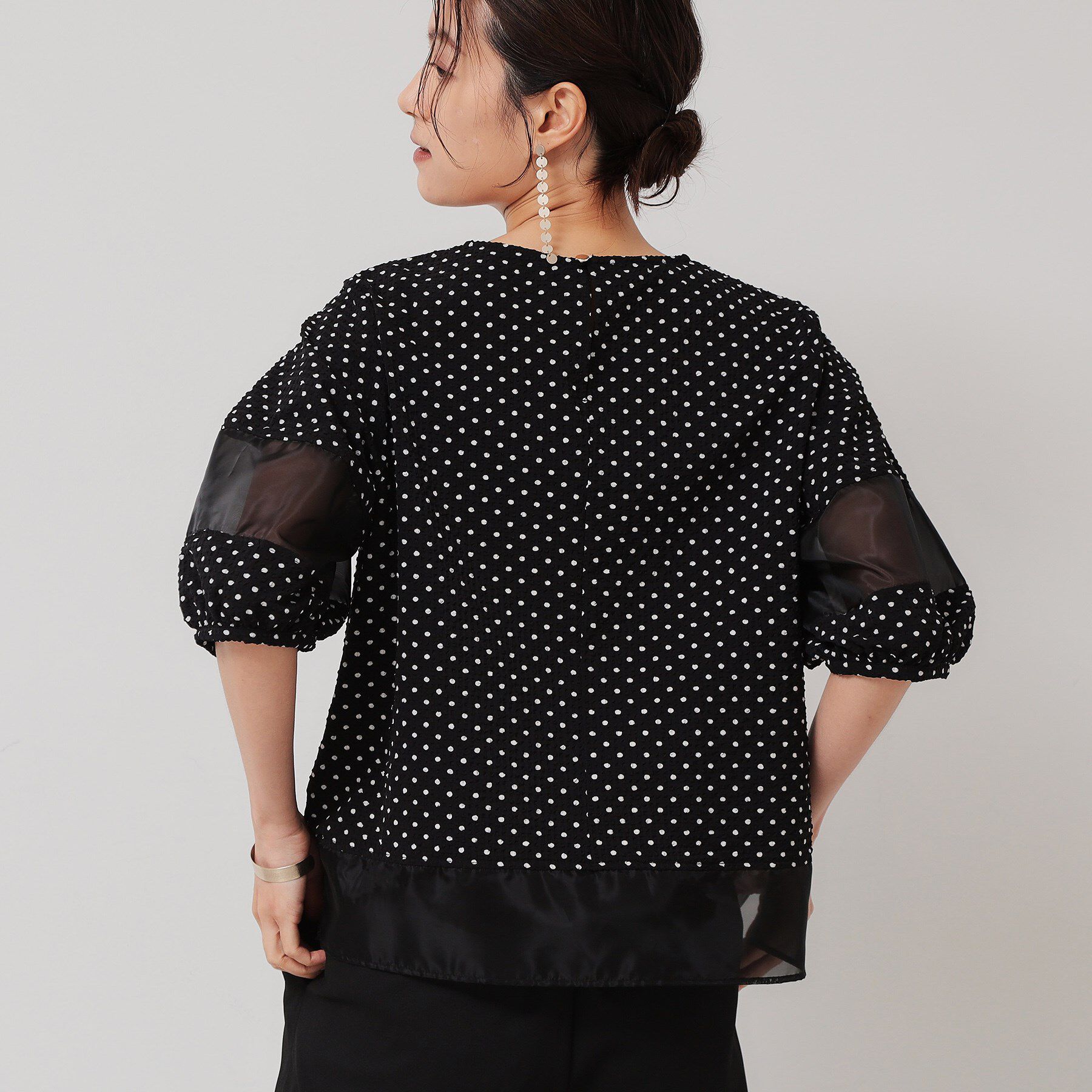 SunaUna「【無地＆ドット／オーガンジー使用】Tブラウス」|シャツ・ブラウス|