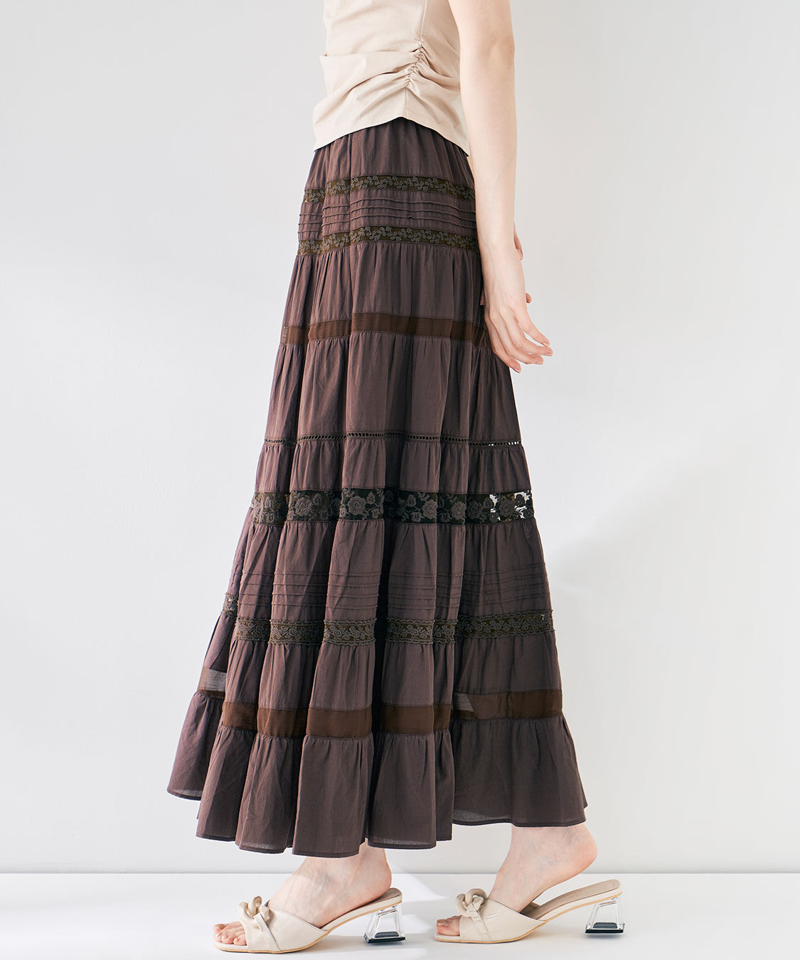 COCO DEAL「レース切替ティアードスカート」|スカート|