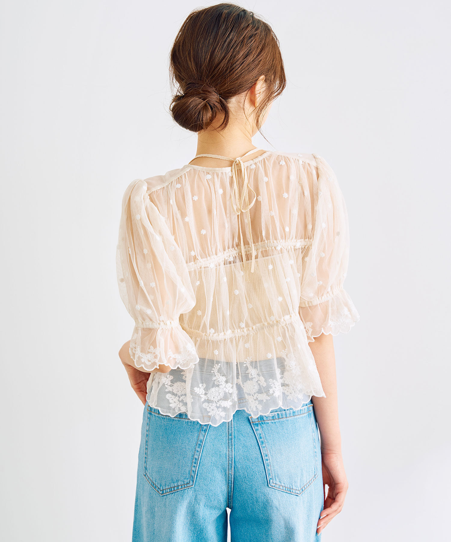 COCO DEAL「チュールエンブロイダリーペプラムブラウス」|シャツ・ブラウス|