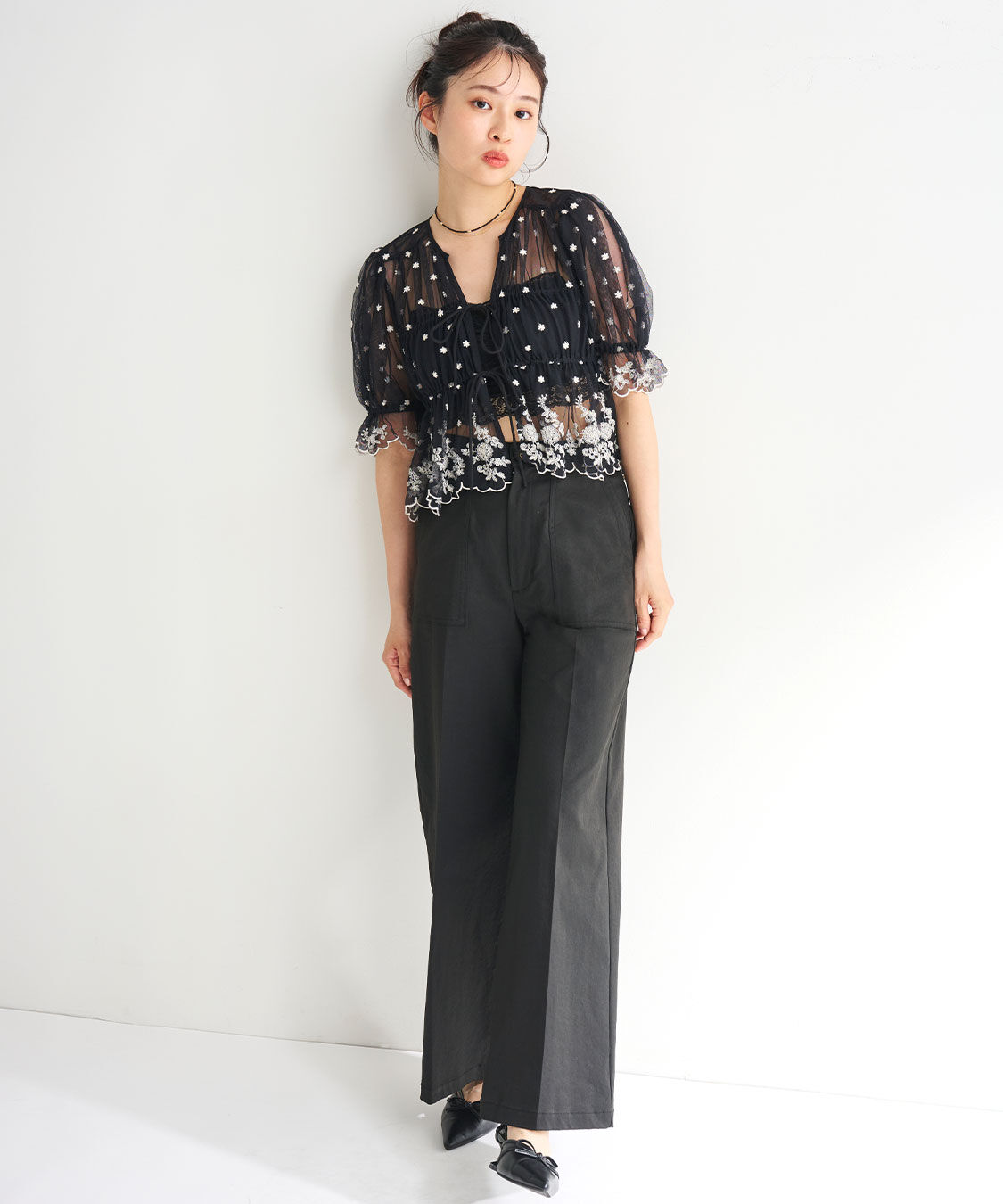 COCO DEAL「チュールエンブロイダリーペプラムブラウス」|シャツ・ブラウス|