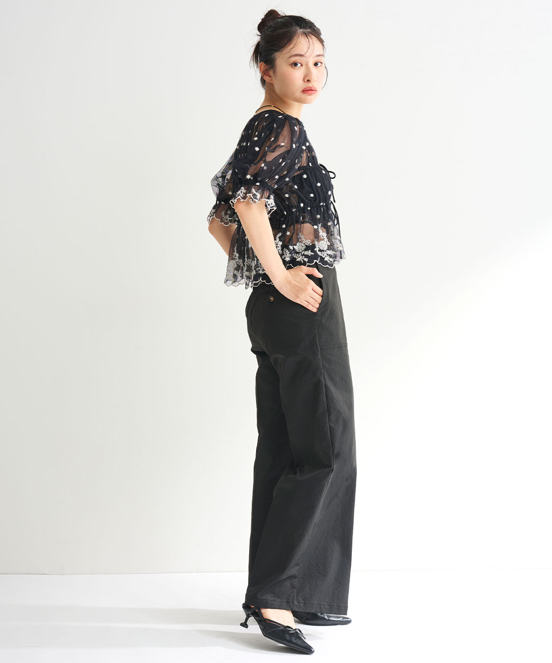 COCO DEAL「チュールエンブロイダリーペプラムブラウス」|シャツ・ブラウス|