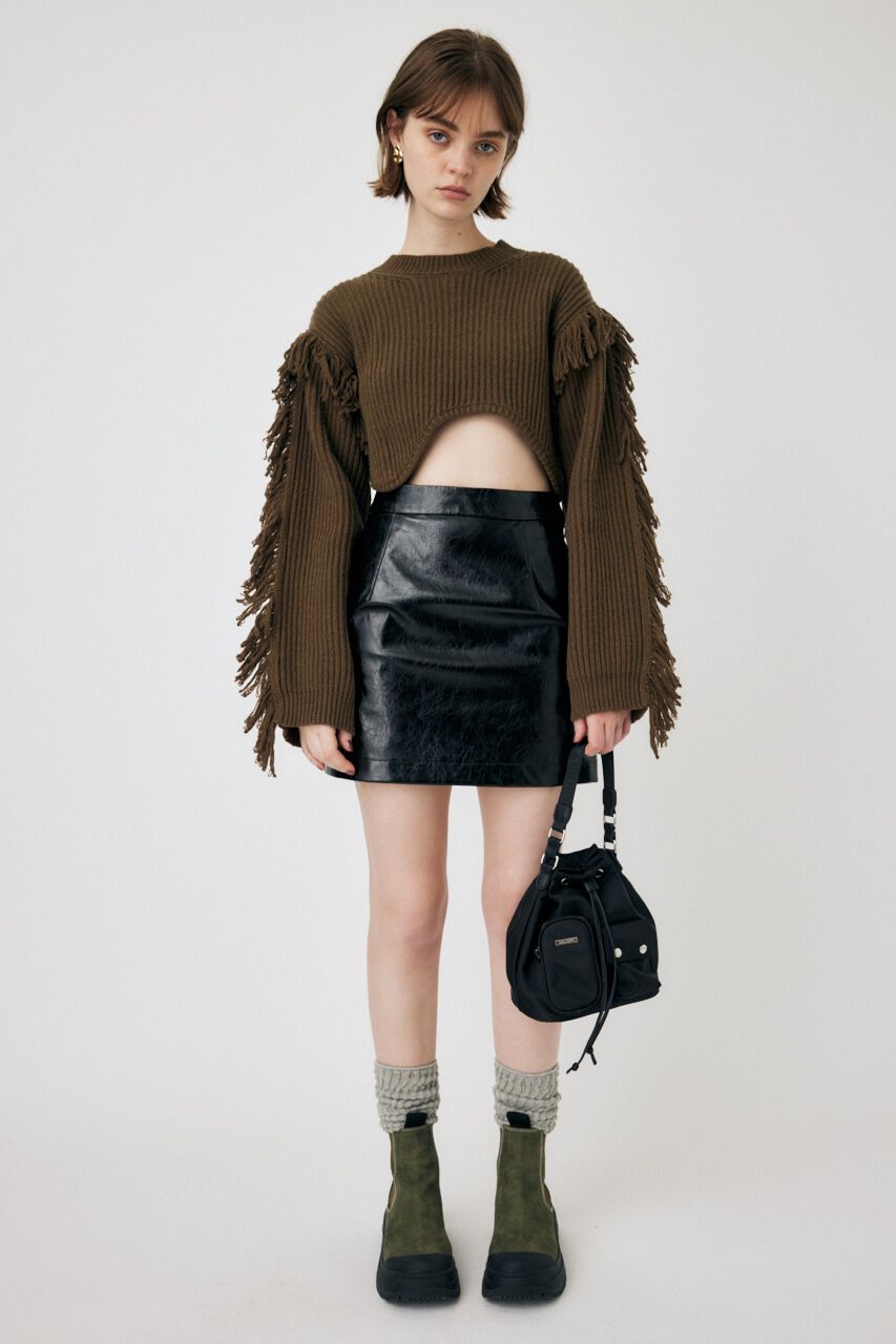 MOUSSY「F/LEATHER ミニスカート」|スカート|BLK