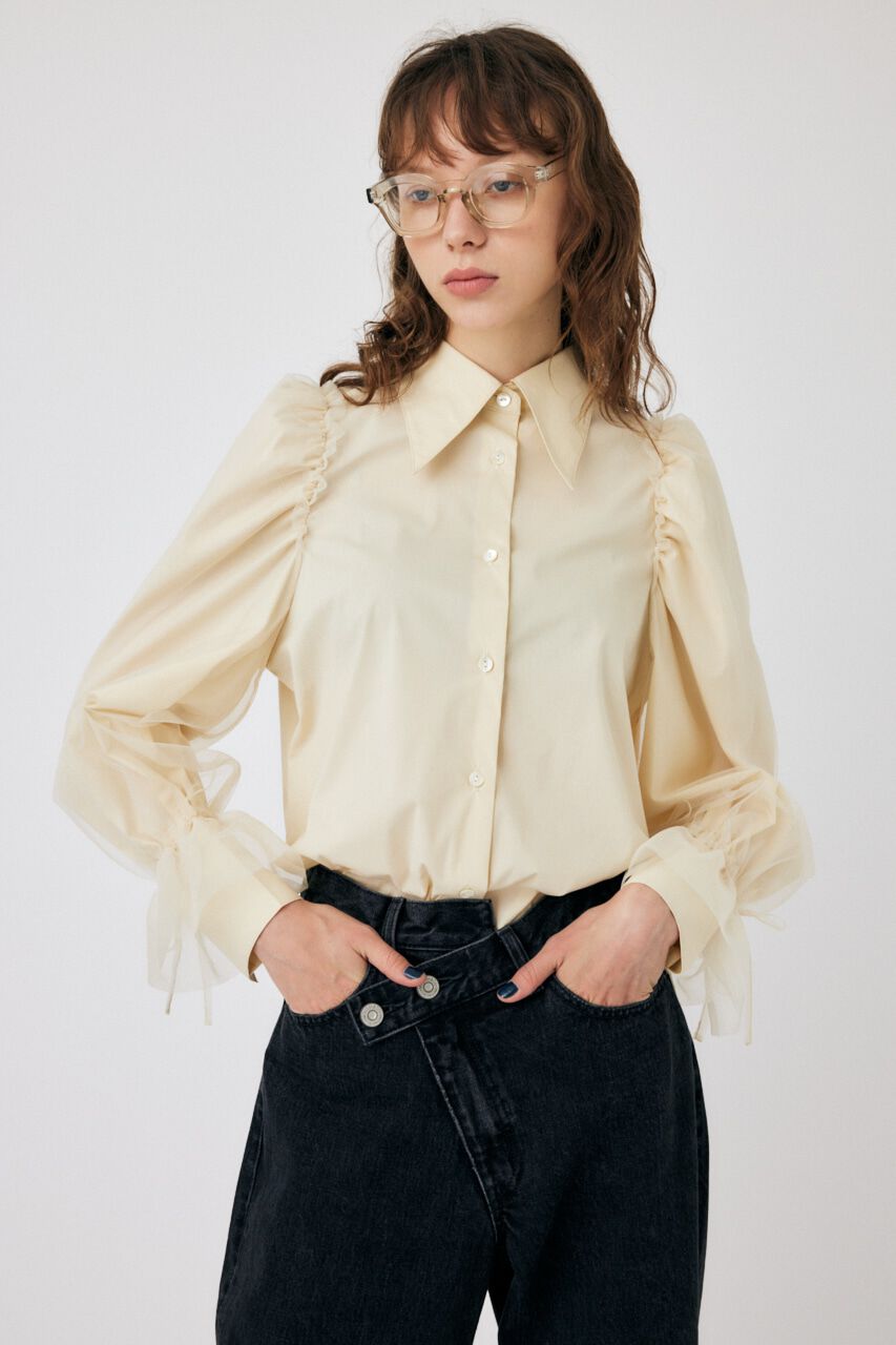 MOUSSY「TULLE SLEEVE シャツブラウス」|シャツ・ブラウス|