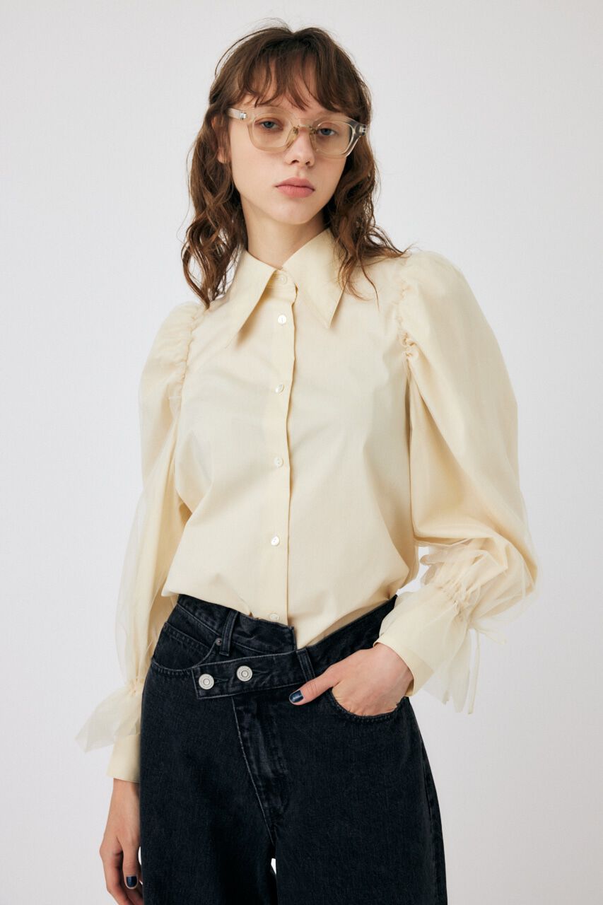 MOUSSY「TULLE SLEEVE シャツブラウス」|シャツ・ブラウス|