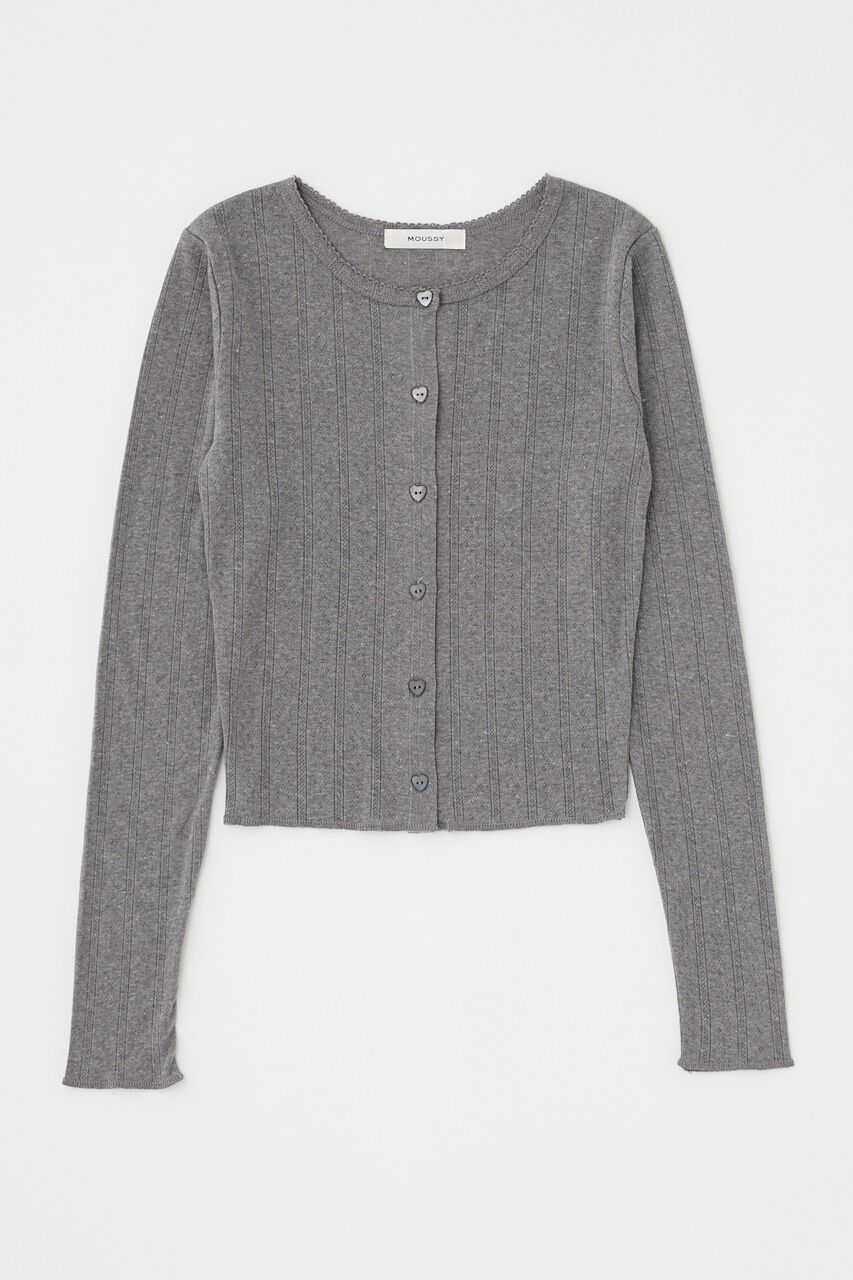 MOUSSY「PICOT CROPPED カーディガン」|Tシャツ・カットソー|GRY