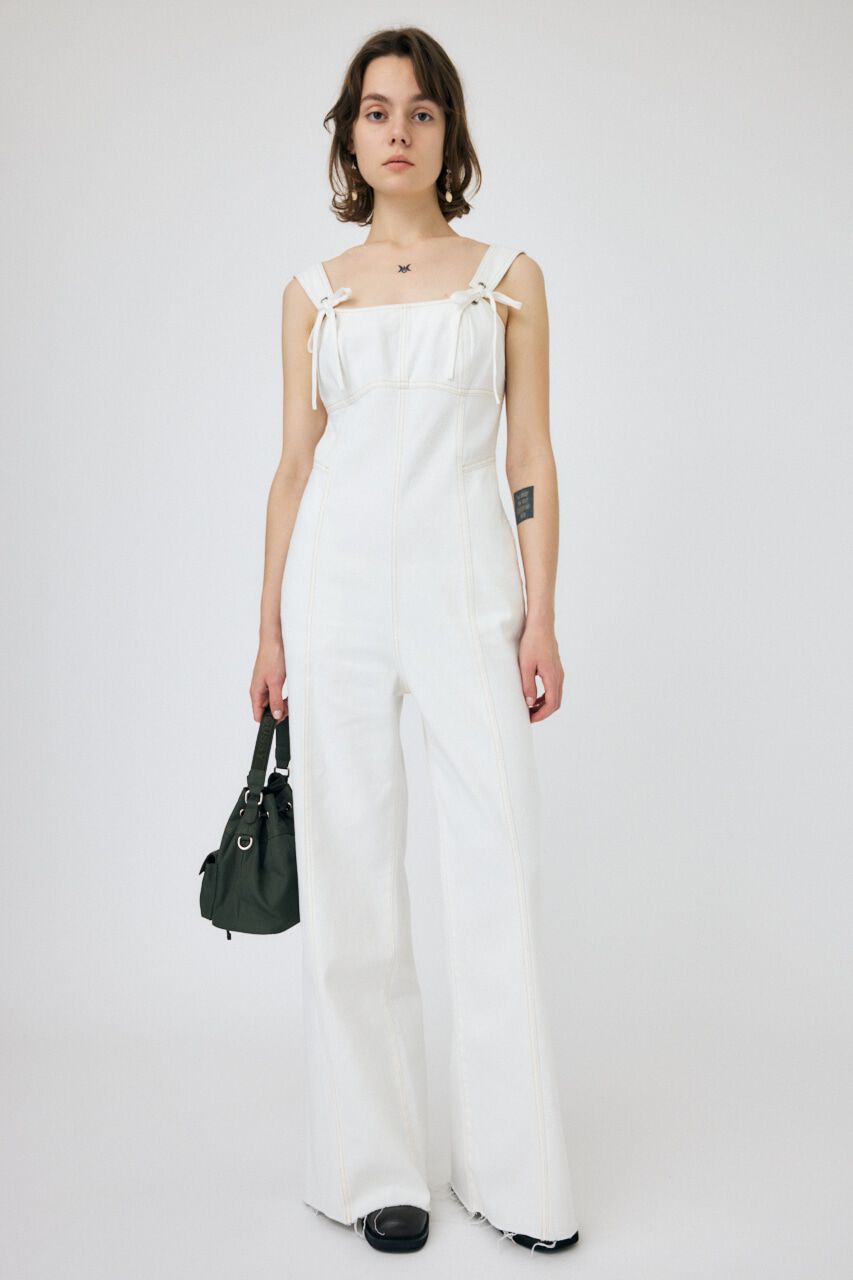 MOUSSY「CORSET STRAP DENIM ジャンプスーツ」|その他|O/WHT1