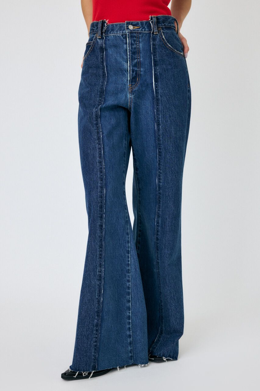 MOUSSY「TWO IN ONE ワイドストレートデニム」|デニム|BLU