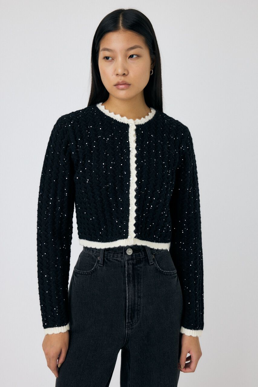 MOUSSY「GLITTER ニットカーディガン」|カーディガン|