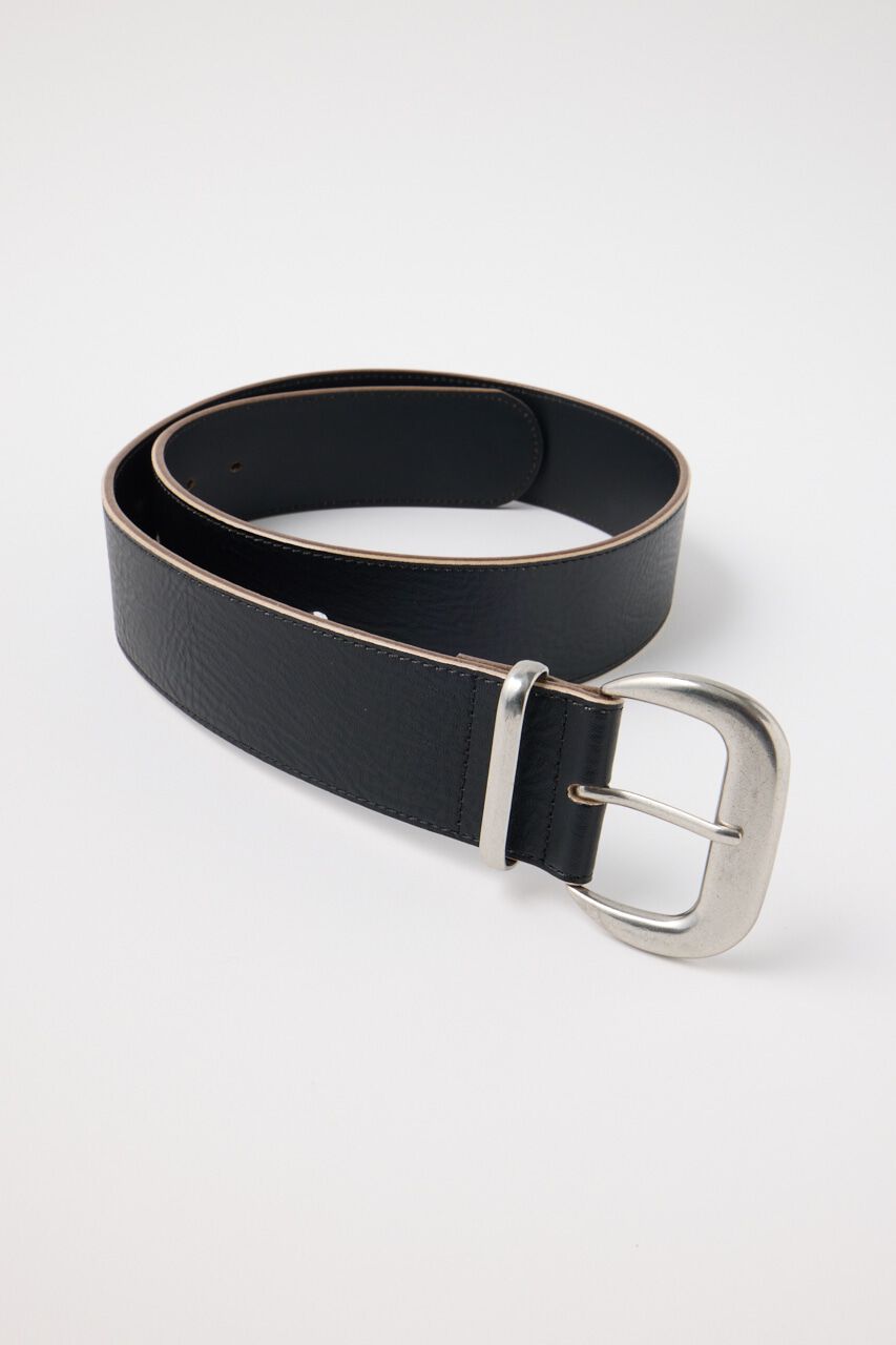 MOUSSY「SPLIT LEATHER ワイドベルト」|ベルト|BLK
