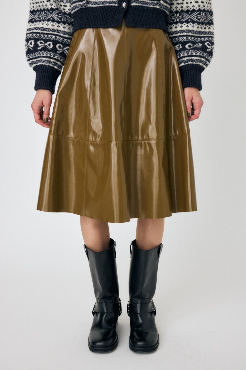 MOUSSY「F/LEATHER フレアスカート」|スカート|