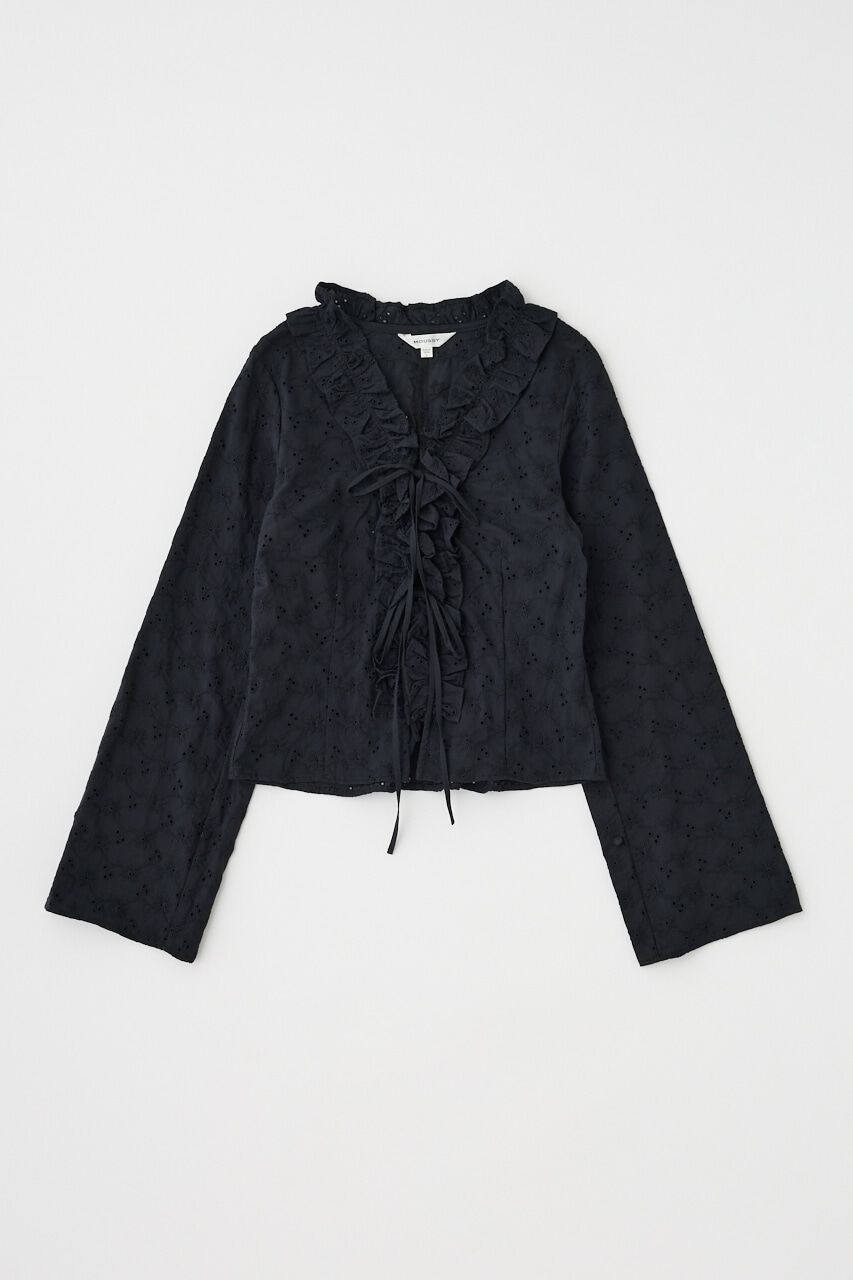 MOUSSY「FRONT TIE EYELET シャツ」|シャツ・ブラウス|BLK