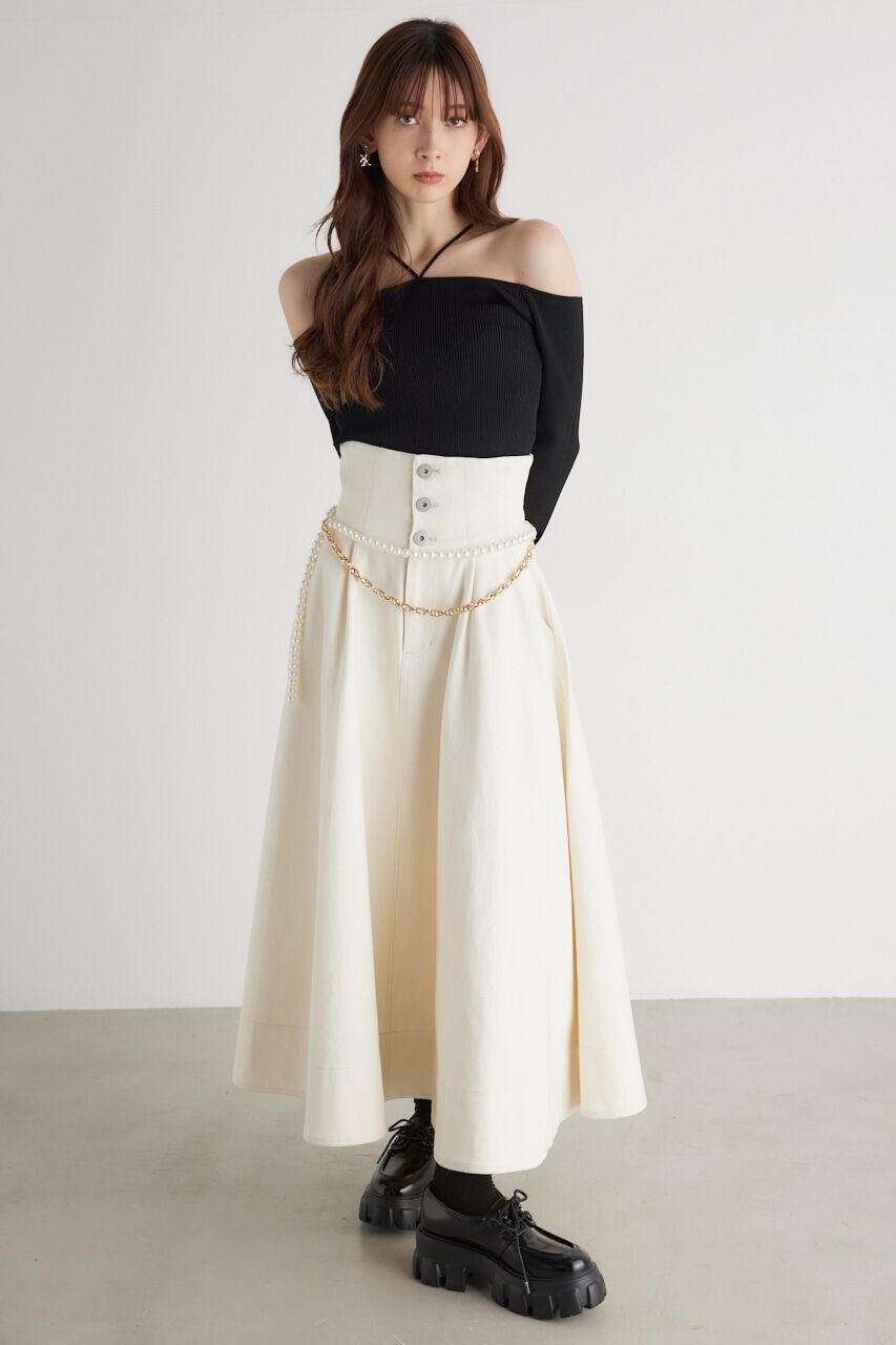 rienda「スリットSLVオフショルダーknit TOP」|ニット・セーター|