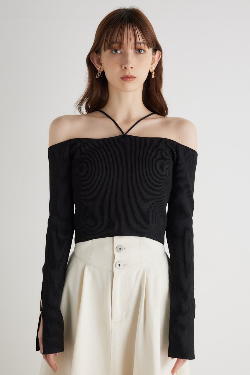 rienda「スリットSLVオフショルダーknit TOP」|ニット・セーター|