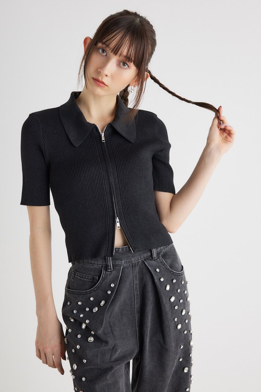 rienda「ZIPシャツKnit TOP」|ニット・セーター|