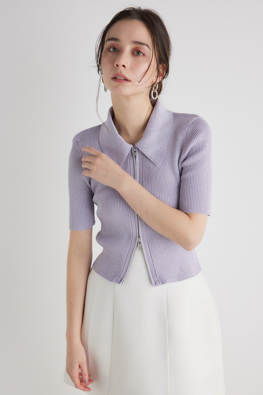 rienda「ZIPシャツKnit TOP」|ニット・セーター|PUR