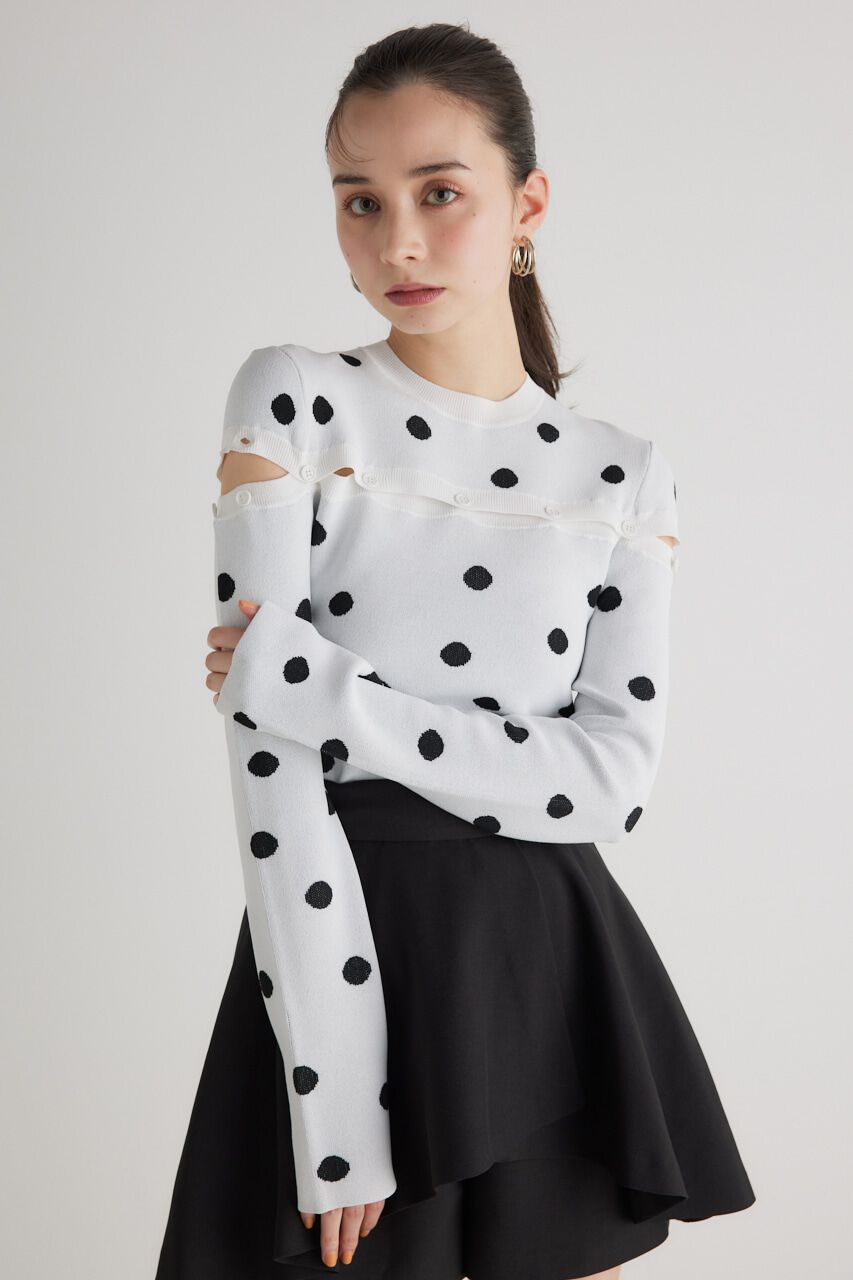 rienda「ケープボタンデザイン Knit TOP」|ニット・セーター|柄WHT5