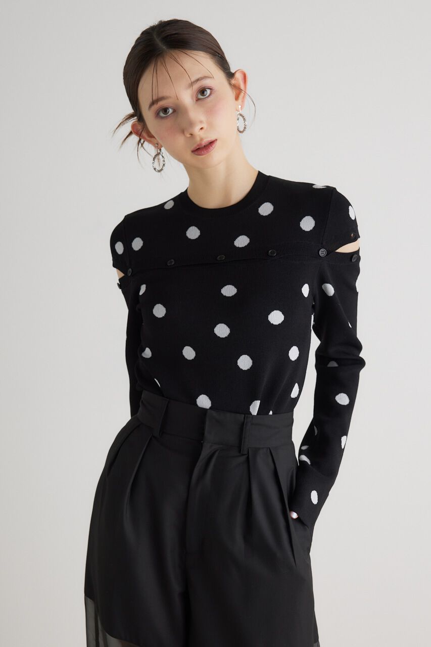 rienda「ケープボタンデザイン Knit TOP」|ニット・セーター|