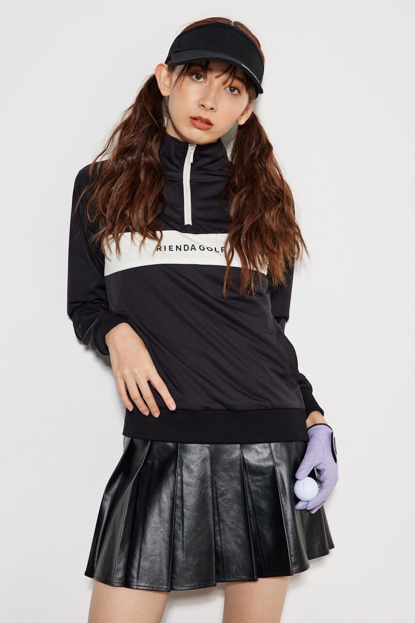 rienda「ハーフジップライトブルゾン」|ブルゾン・スタジャン|BLK