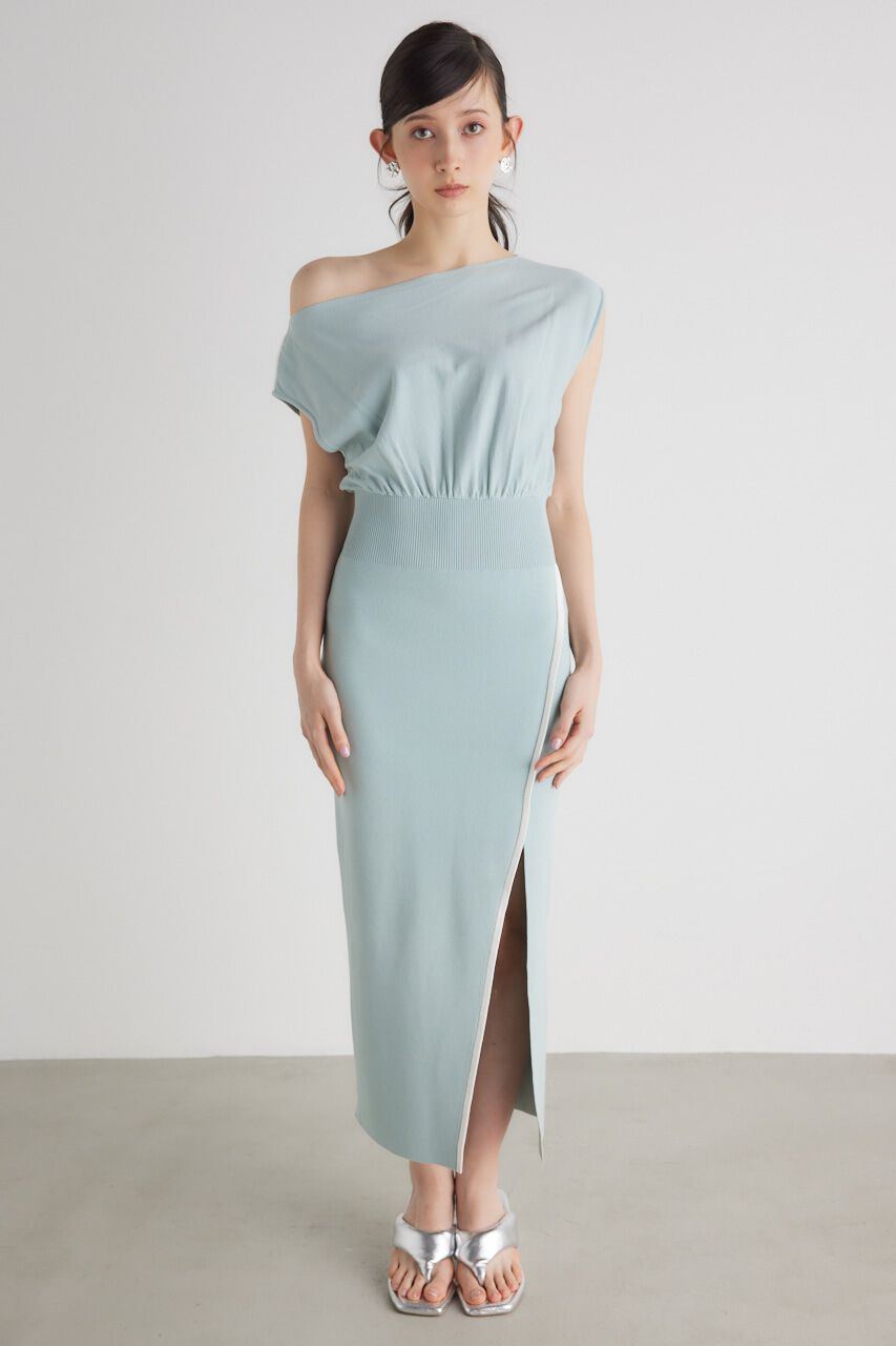 rienda「ラインデザインワンショルダーKnit OP」|ワンピース|