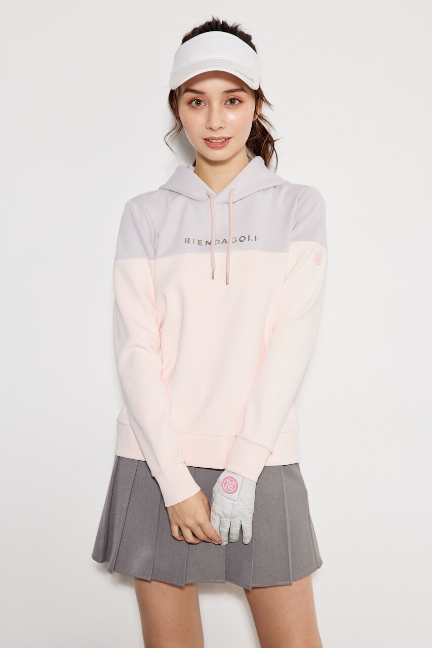 rienda「バイカラーロゴカットパーカー」|パーカー|