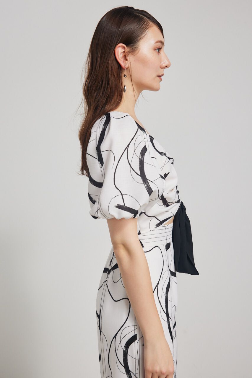 rienda「ドローストリングクロップドパフTOP」|シャツ・ブラウス|