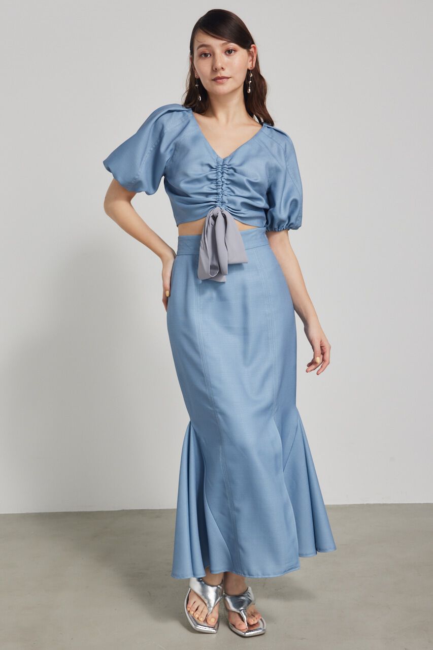 rienda「ドローストリングクロップドパフTOP」|シャツ・ブラウス|