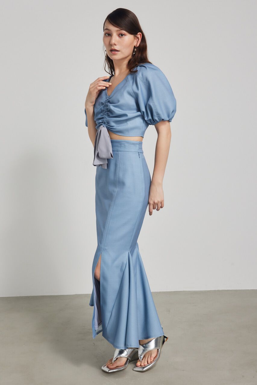 rienda「ドローストリングクロップドパフTOP」|シャツ・ブラウス|