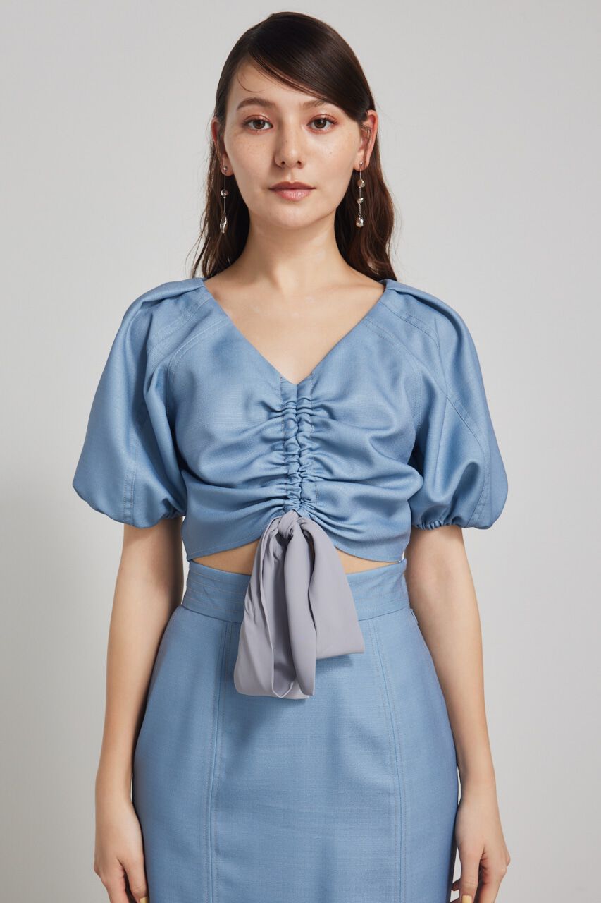 rienda「ドローストリングクロップドパフTOP」|シャツ・ブラウス|