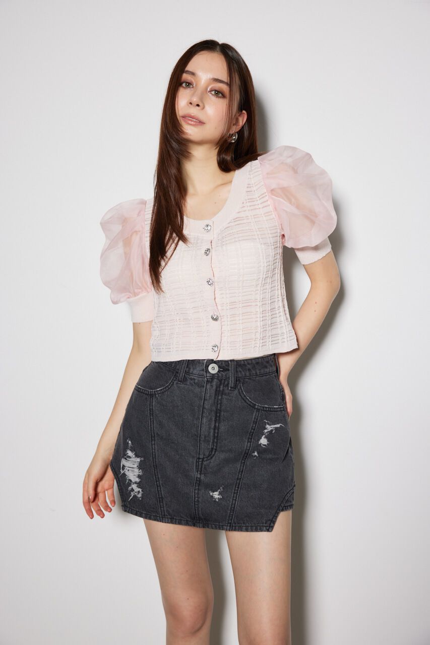 rienda「2WAYシアーラメニットカーデ」|カーディガン|L/PNK1