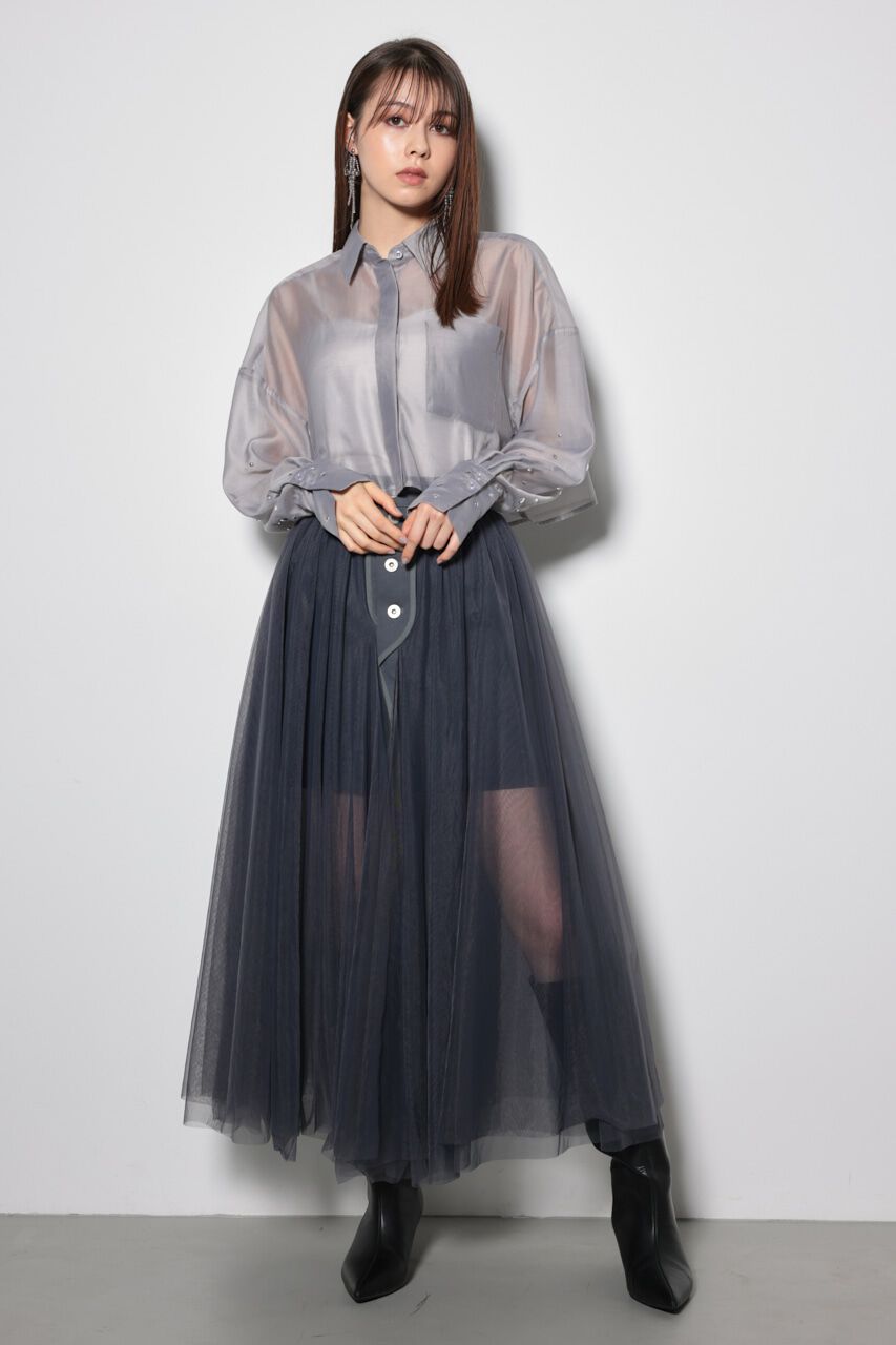 rienda「ビジュースリーヴシアーシャツ」|シャツ・ブラウス|