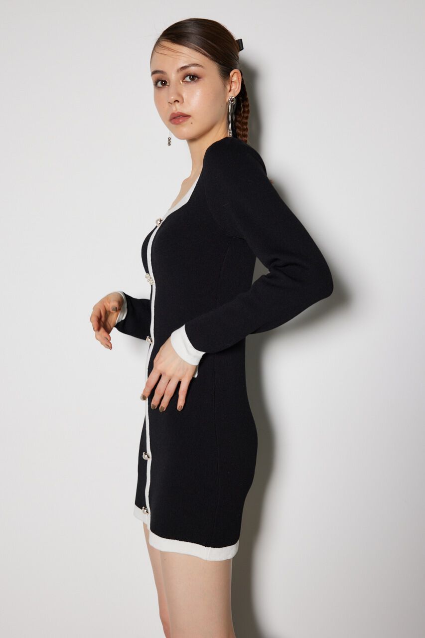 rienda「バイカラーニットミニワンピース」|ワンピース|