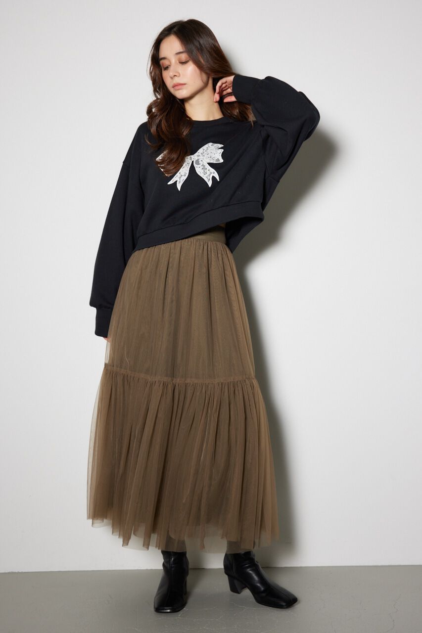 rienda「レースリボンモチーフスウェットトップス」|Tシャツ・カットソー|