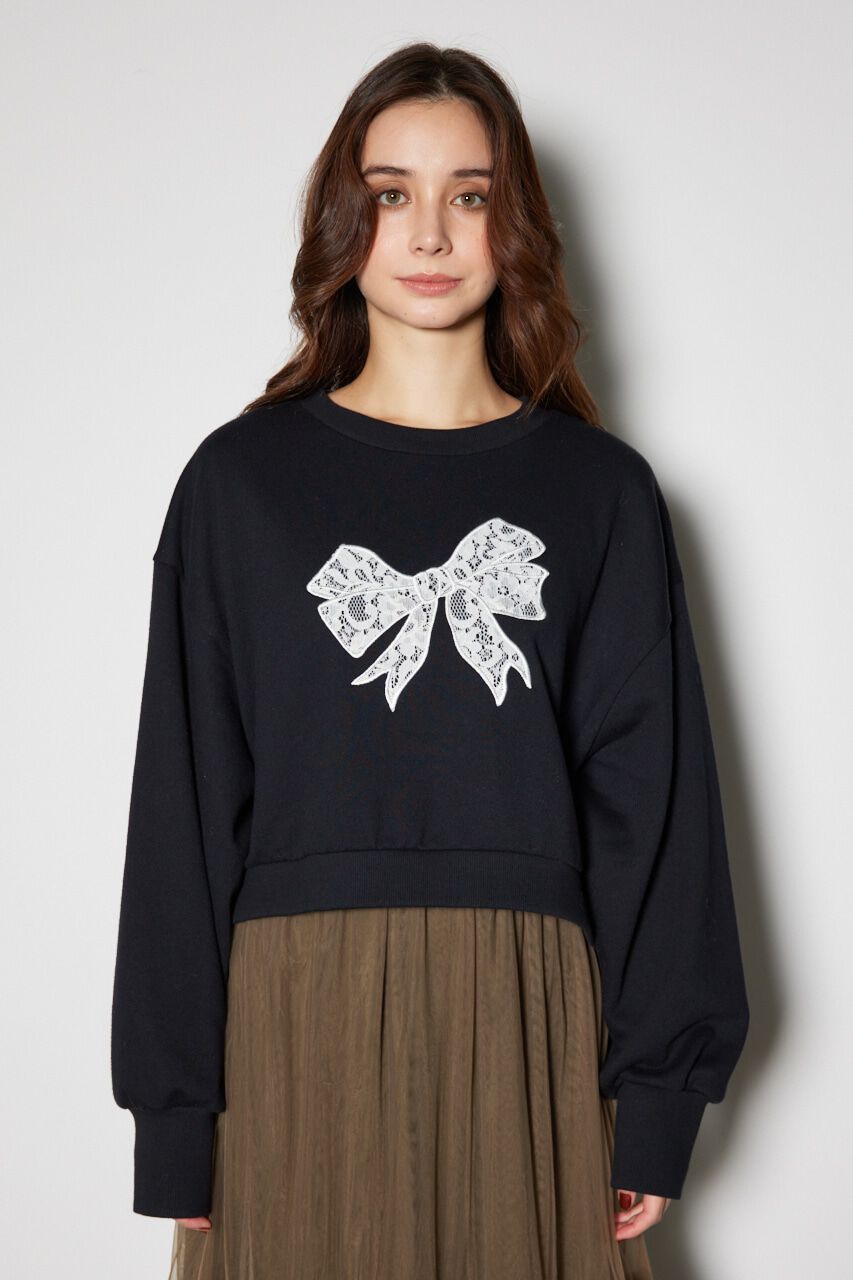 rienda「レースリボンモチーフスウェットトップス」|Tシャツ・カットソー|