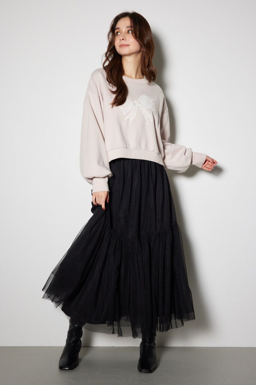 rienda「レースリボンモチーフスウェットトップス」|Tシャツ・カットソー|