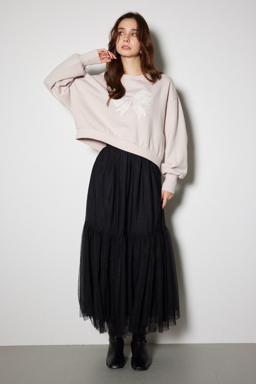 rienda「レースリボンモチーフスウェットトップス」|Tシャツ・カットソー|