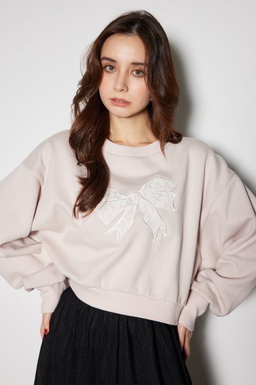 rienda「レースリボンモチーフスウェットトップス」|Tシャツ・カットソー|