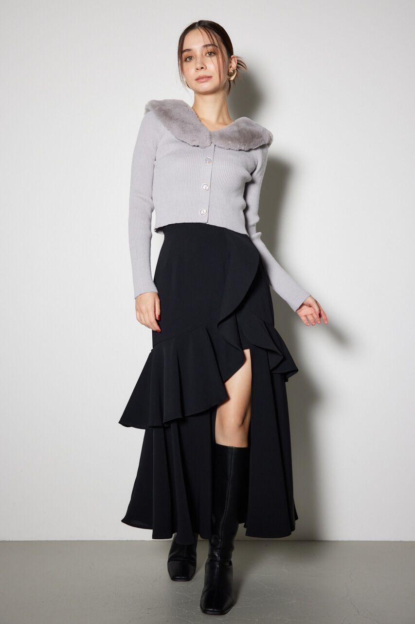 rienda「ダブルフリルスリットスコートショートパンツ」|その他|BLK